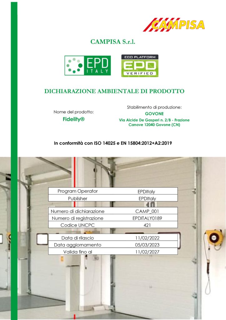 Certificare de mediu EPD Compania Campisa 2023